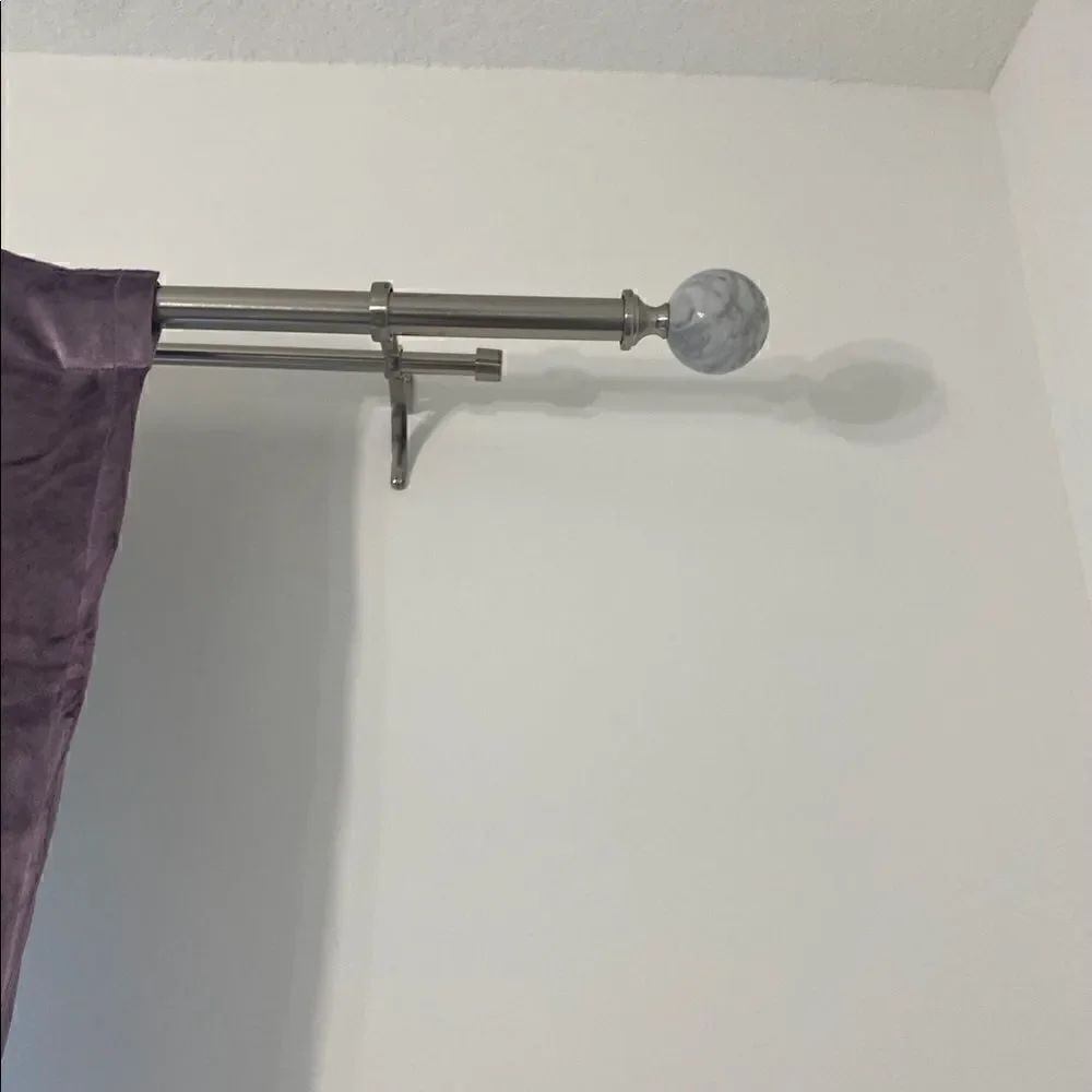 [ballard] double rod drapery kit polished nickel with marble finials